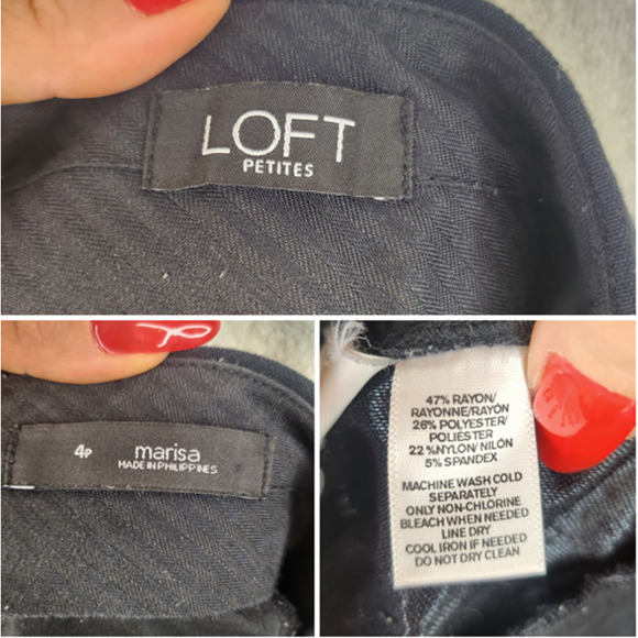 Loft Petites Pants 4p 29 Black Floral Embroidered Dressy Relaxed Capris Marisa - Picture 12 of 12